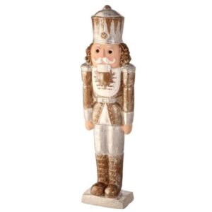 27" Paperstone White Silver Guilded Nutcracker Soldier